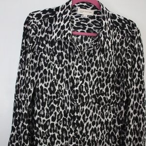 Jones New York Leopard Print Blouse Size L